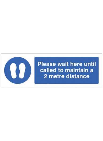 PLEASE WAIT HERE, MAINTAIN 2M DISTANCE FLOOR GRAPHIC - 600 X 200MM ...